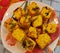 Gujarati Khaman Dhokla made using Chana Dal, served with Green chutney, selective focus