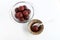 Gulab Jamun Traditional and Popular Indian Sweet Dish in a Glass and Leaf Bowl