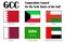 Gulf Arabic countries or GCC Gulf Cooperation Council: UAE, Qatar, Saudi Arabia, Kuwait, Bahrain and Oman, vector flag of