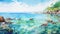 Gulf Of Indonesia Watercolor Seascape Illustration