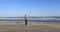 Gulf of Mexico Texas beach man ocean fishing 4K