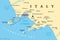 Gulf of Naples, Ischia, Capri and Mount Vesuvius, Italy, political map
