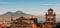 Gulf of Naples at sunset with a view of Vesuvius, panorama seen from Castel Sant`Elmo