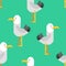 Gull pixel art pattern seamless. seagull 8 bit background. Sea bird pixelated texture