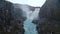 Gullfoss, Iceland. Aerial view of a fjord and waterfall
