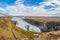 Gullfoss waterfall in Iceland full panorama over one the the biggest waterfalls in the world