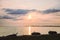 Gulls on the beach at sunrise