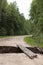 Gully which destroyed the road. Russia, rural areas