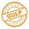 GULP text on orange grungy vintage round stamp