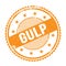 GULP text written on orange grungy round stamp