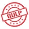 GULP text written on red vintage stamp