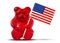 Gummy bear with American Flag. Red jelly gummy bears. Sweet gelatin candy. 4th of July, Independence, Presidents Day. Patriotic US