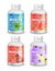 Gums mock up Vector realistic set collection. Product placement detailed label design. Packaging bottles. Fruit and mint