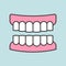 Gums with teeth or Denture, dental related icon, filled outline