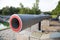 The gun barrel of a ship like a battleship 305 mm, USSR. Military equipment