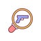 Gun examination RGB color icon