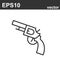 Gun icon. Law and judgement line icon. Vector object
