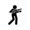 Gun man shoot icon. Simple warning armed man icons for ui and ux website or mobile application