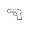 Gun, pistol, handgun line icon, outline vector sign, linear style pictogram isolated on white