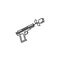 Gun with rose flower in barrel vector line icon