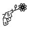 Gun shooting flower icon