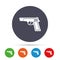 Gun sign icon. Firearms weapon symbol.