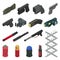 Gun vector handgun shooting weapon pepper spray military firearm illustration army isometric set of weaponry shooter