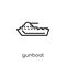 gunboat icon. Trendy modern flat linear vector gunboat icon on w