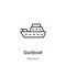 Gunboat outline vector icon. Thin line black gunboat icon, flat vector simple element illustration from editable nautical concept