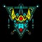 Gundam Head with sacred geometry and neon color, can use for mascot logo, gaming logo, tshirt and more