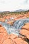 Gunlock Falls State Park Reservoir waterfall views, Utah by St George. 2023 record snowpack spring run off