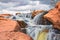 Gunlock Falls State Park Reservoir waterfall views, Utah by St George. 2023 record snowpack spring run off