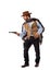 Gunman in the old wild west on white background