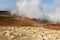 Gunnuhver geothermal area in Iceland. Geyser steam