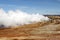 Gunnuhver geothermal area in Iceland. Geyser steam