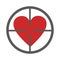 Gunpoint heart icon vector simple