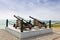 Guns at Paphos harbor in Cyprus.