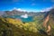 Gunung Rinjani caldera lake from above