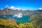 Gunung Rinjani caldera lake from above