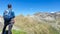 Gurglitzen - Hiker man with panoramic view of unique mountain ridge Boese Nase in Ankogel Group, Carinthia, Austria