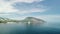 GURZUF, CRIMEA - Aerial Panoramic view on Gurzuf bay with Bear mountain Ayu-Dag and rocks Adalary, Artek - oldest