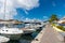 Gustavia, st.barts - January 25, 2016: boats and yachts anchored at sea pier on tropical beach. Yachting and sailing. Luxury trave