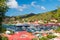 Gustavia, st.barts - January 25, 2016: yacht club or port with ships and boats on tropical harbor. Yachting and sailing. Luxury tr