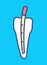 Gutta-percha pins in tooth. Root canal filling. Modern material for endodontic filling. Color icon vector illustration