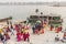 GUWAHATI, INDIA - JANUARY 31, 2017: People boarding a boat at Peacock Umananda island in Brahmaputra river near Guwahati, Ind