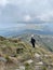 The guy climbs the mountain path, Hoverla, Ukraine