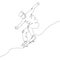 Guy doing tricks on a skateboard one line art. Continuous line drawing sports, training, sport, leisure, teenager, doing