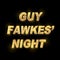 Guy Fawkes` Night text with sparkling gold calligraphy isolated on black background