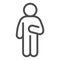 Guy Idler line icon. Man in front pose with raised hand on the right outline style pictogram on white background. Relax