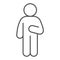 Guy Idler thin line icon. Man in front pose with raised hand on the right outline style pictogram on white background